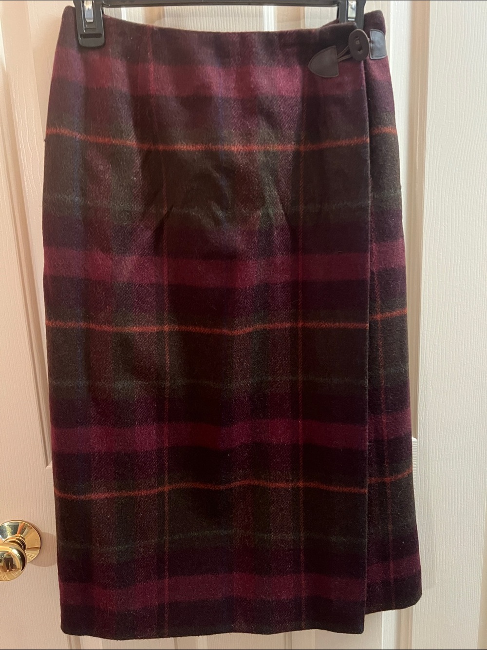 Vintage Wool Blend Plaid Wrap Skirt